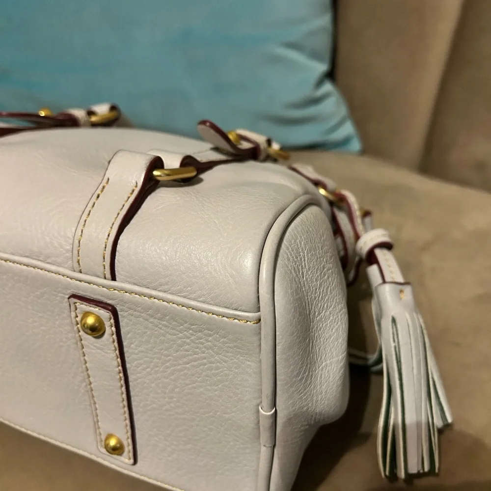 🦆 Dooney & Bourke Micro Florentine Satchel in Ecru - Picture 9 of 14